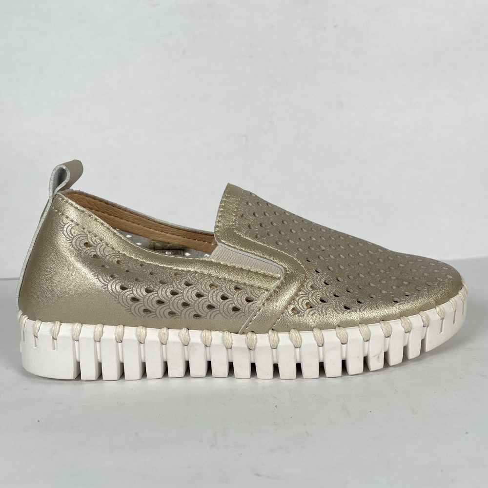 Ilse Jacobsen Tulip Shoes Youth Size 32 US 1 Pewter Leather Perforated Slip On